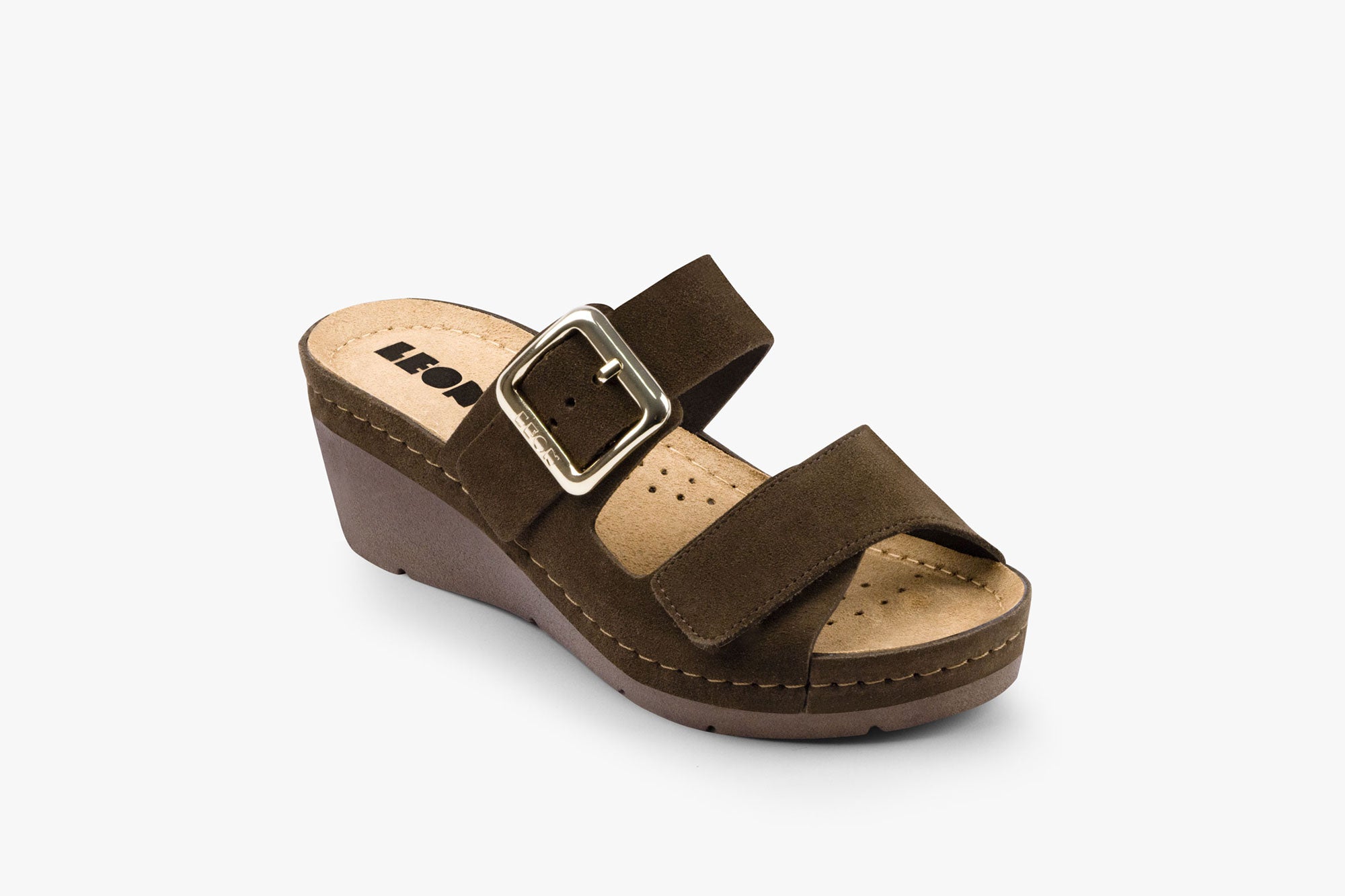 Amara dame læder kilesandal - brun