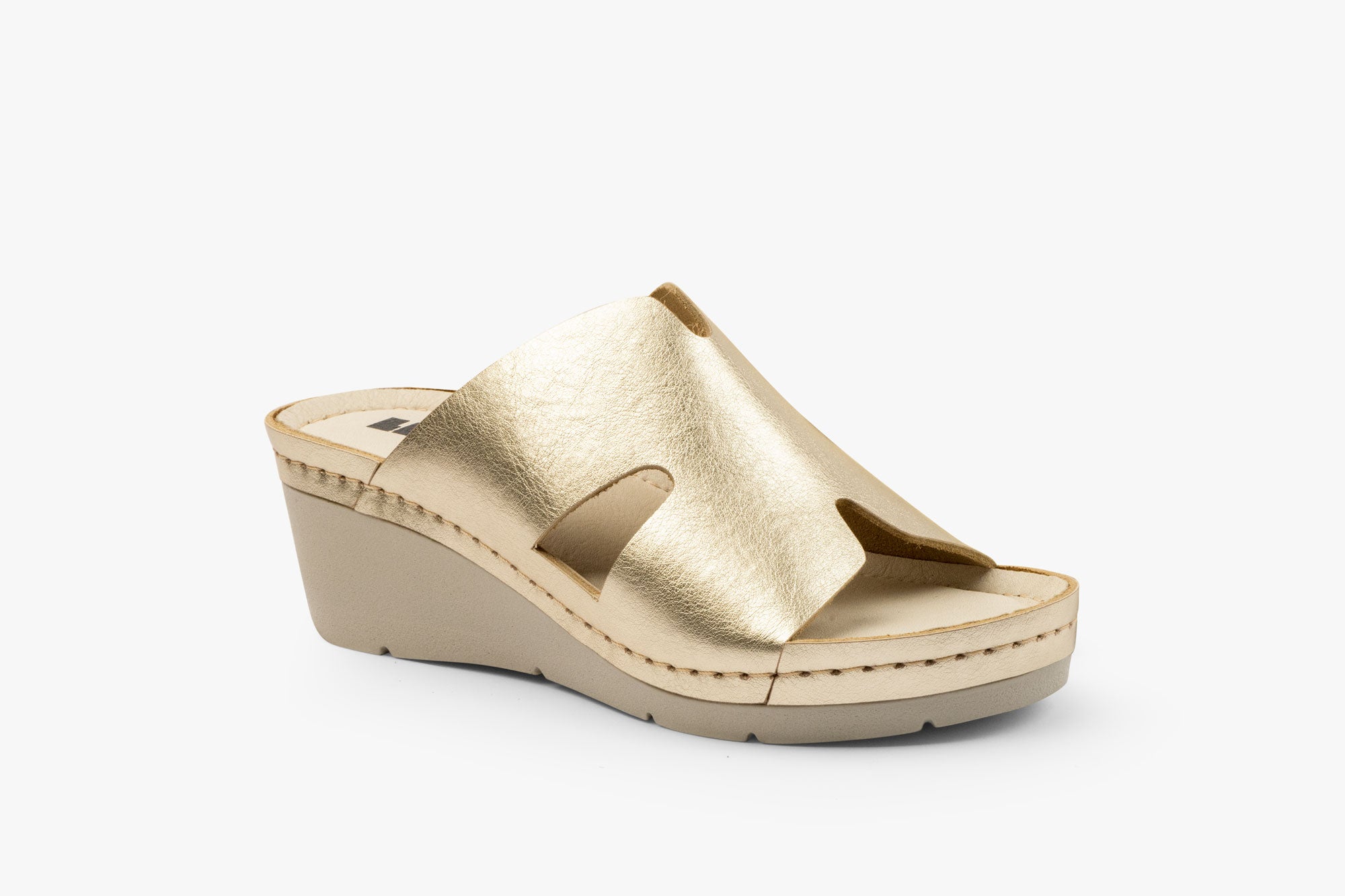 Eleve dame kilesandal i læder - guld