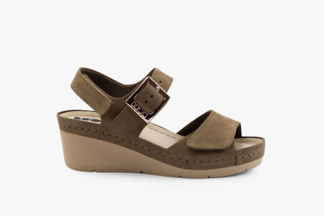 Grace dame læder kilesandal - brun