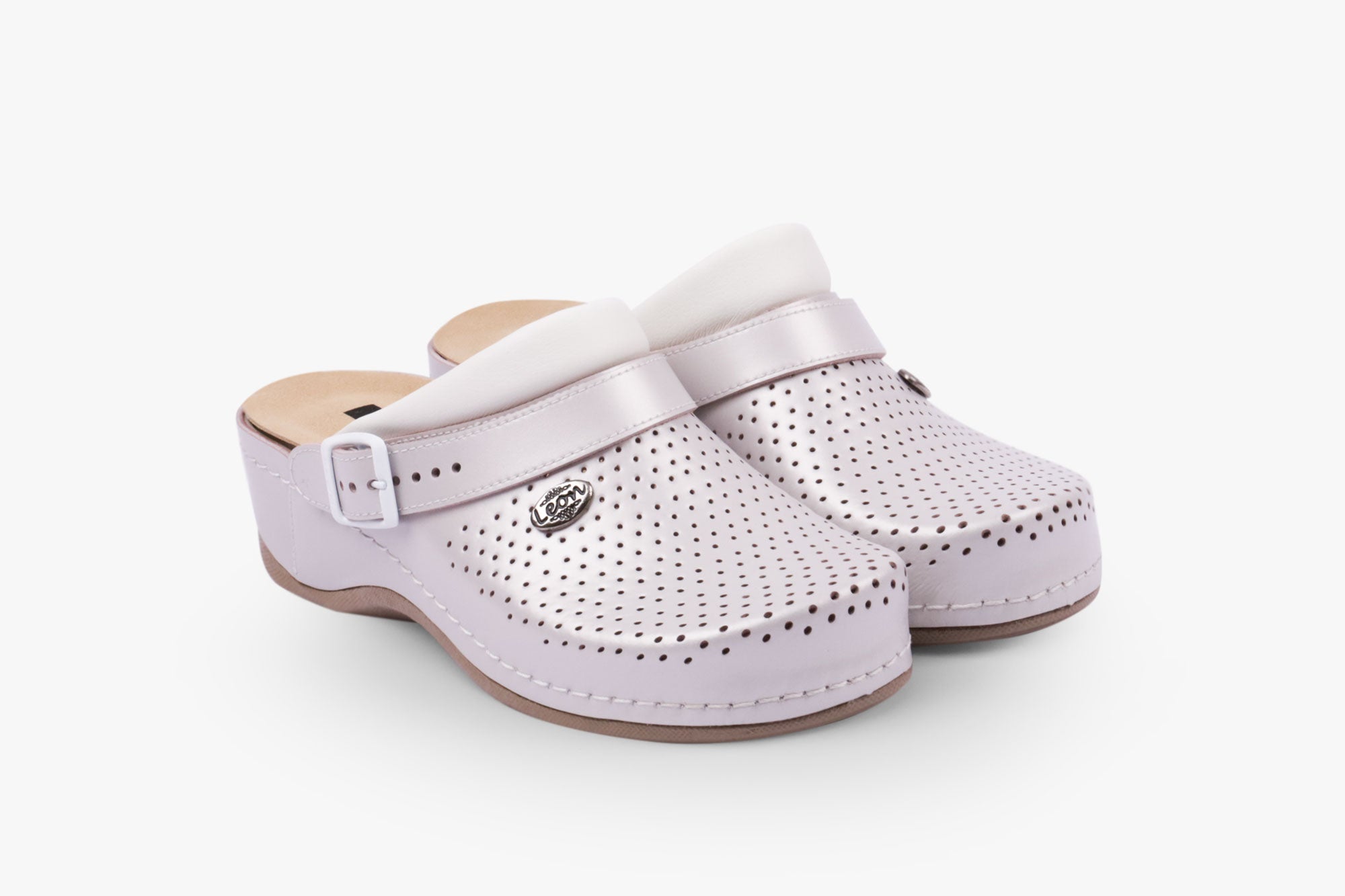 Dame Læder Clogs - Perlemor