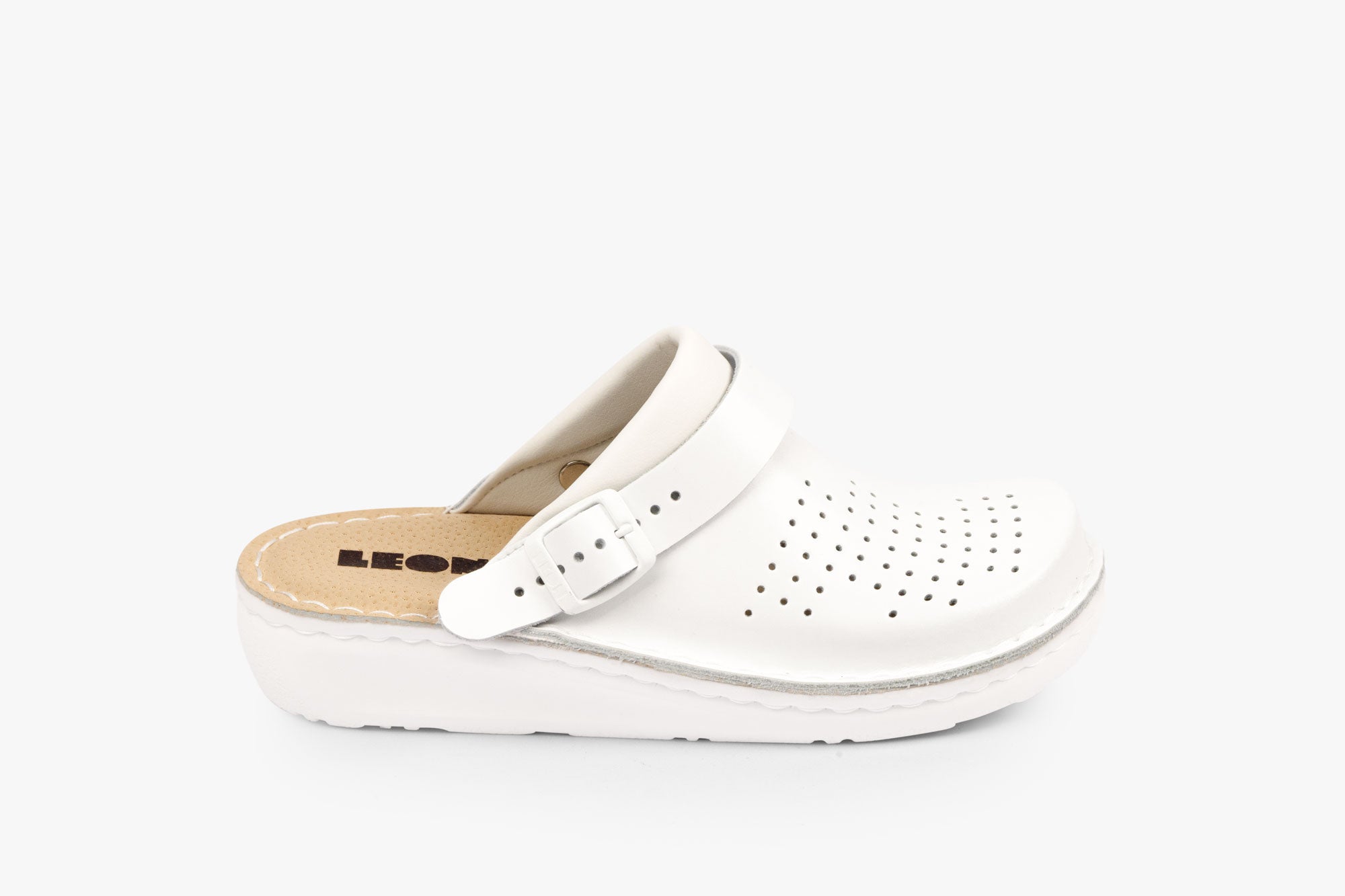 Settle dame læder clogs - hvid