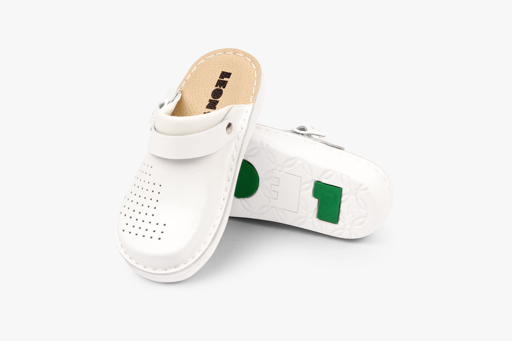 Settle dame læder clogs - hvid