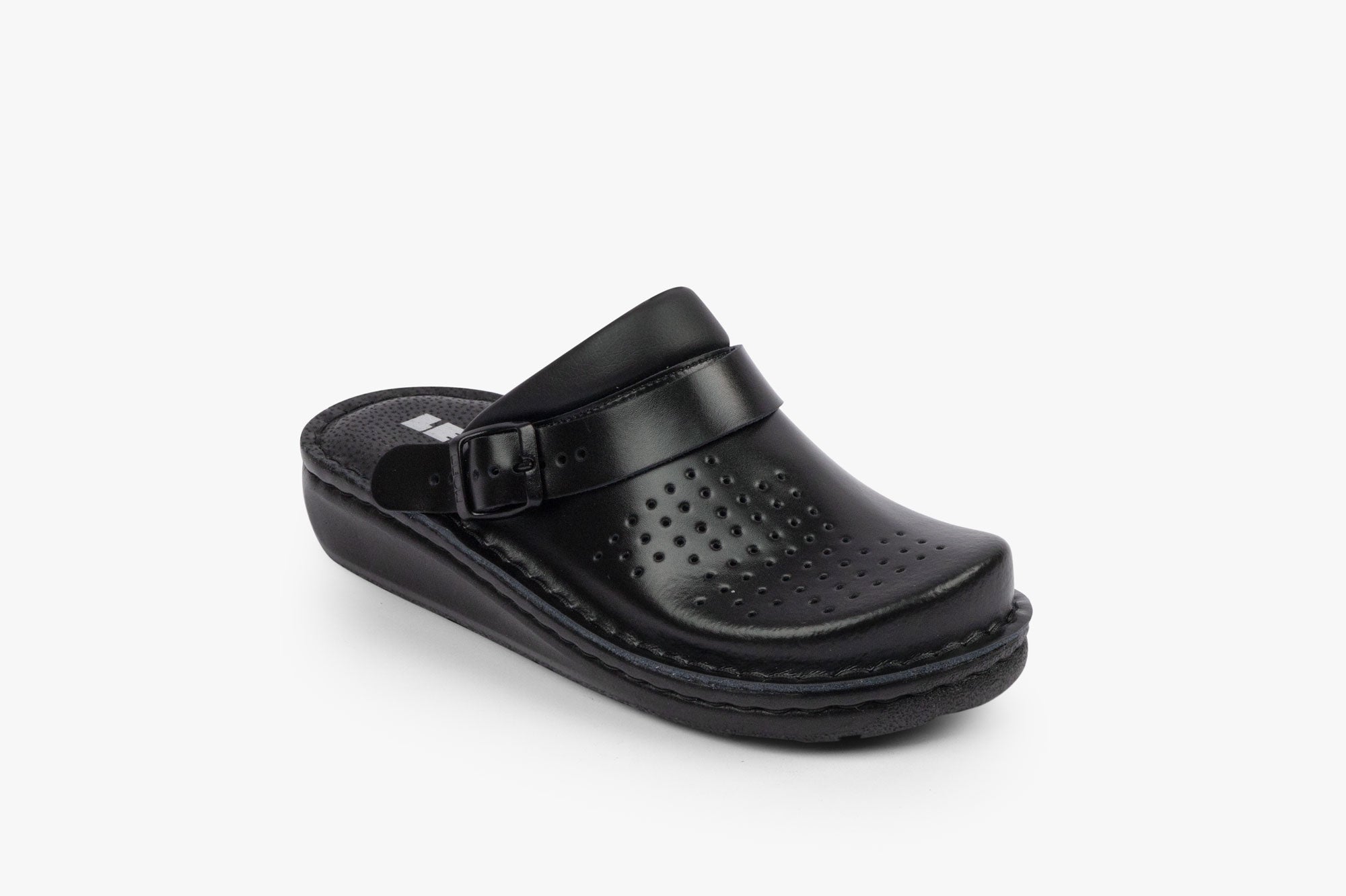 Settle dame læder clogs - sort