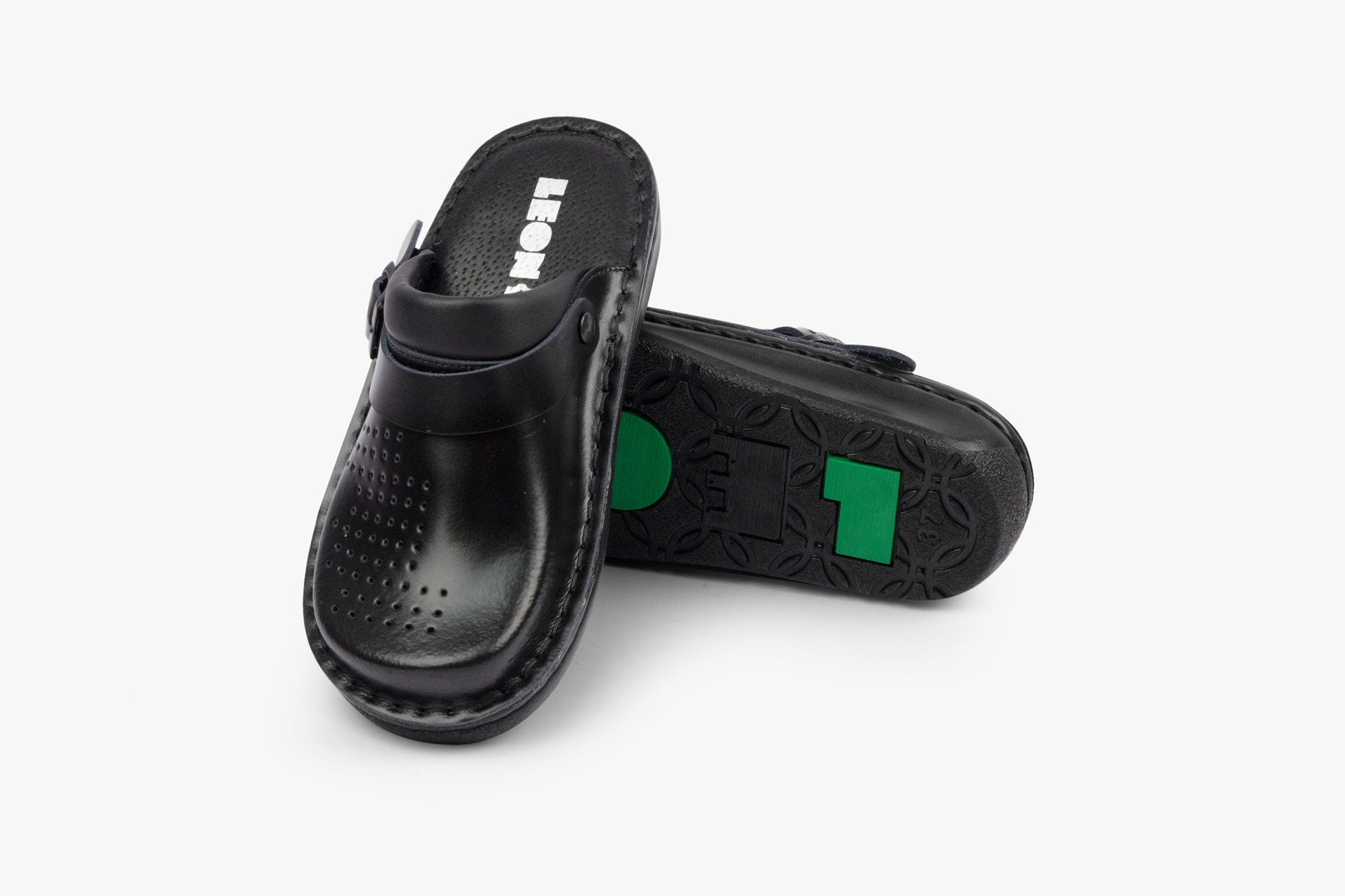 Settle dame læder clogs - sort
