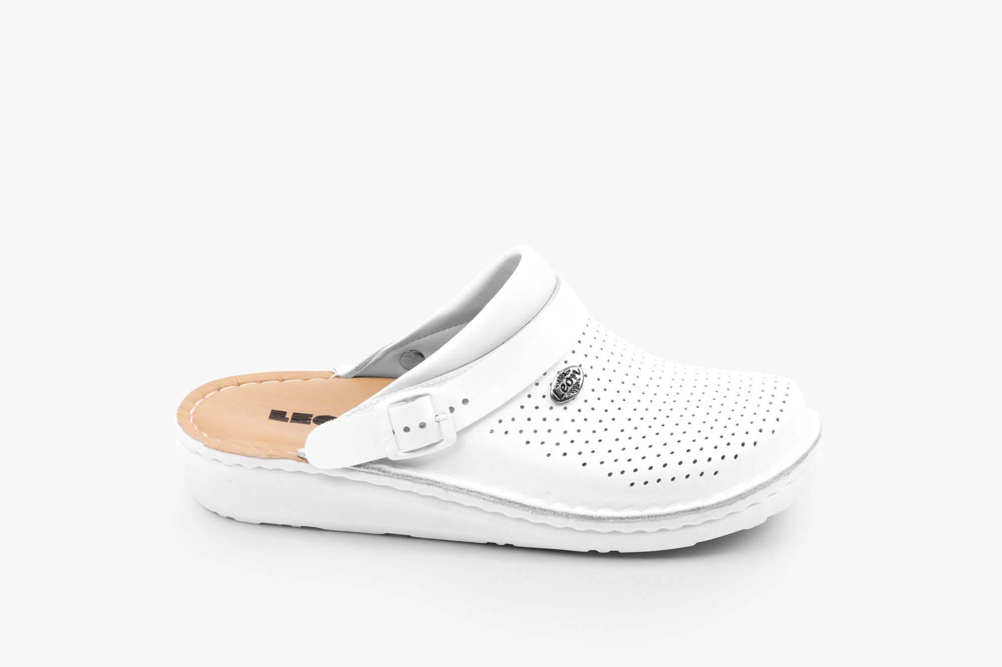 Settle herre læder clogs - hvid