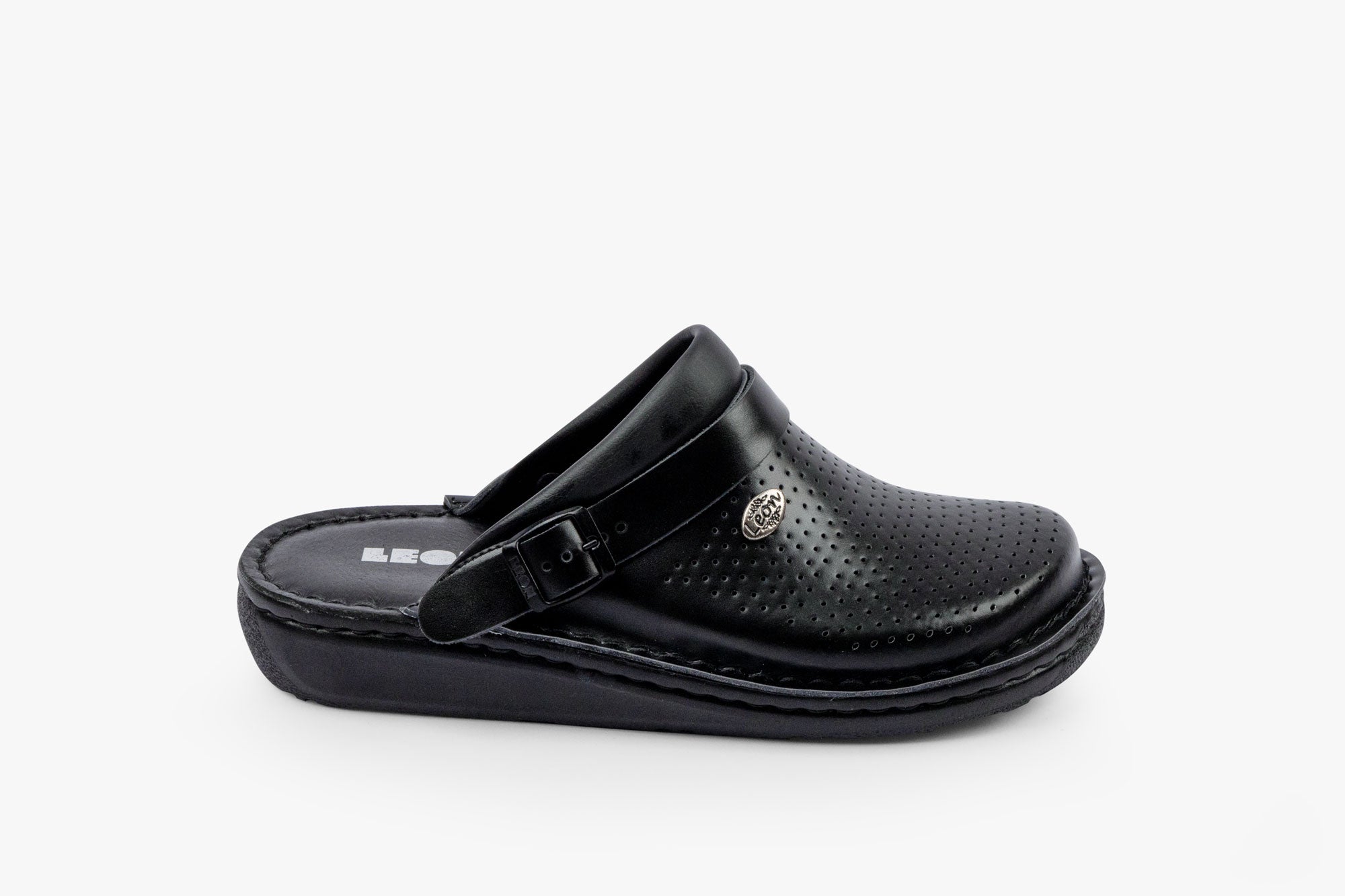 Settle herre læder clogs - sort