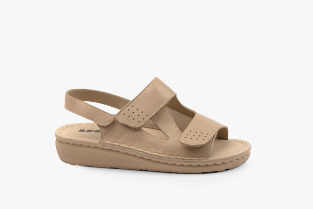 Calm dame læder sandal med fleksibel pasform – beige