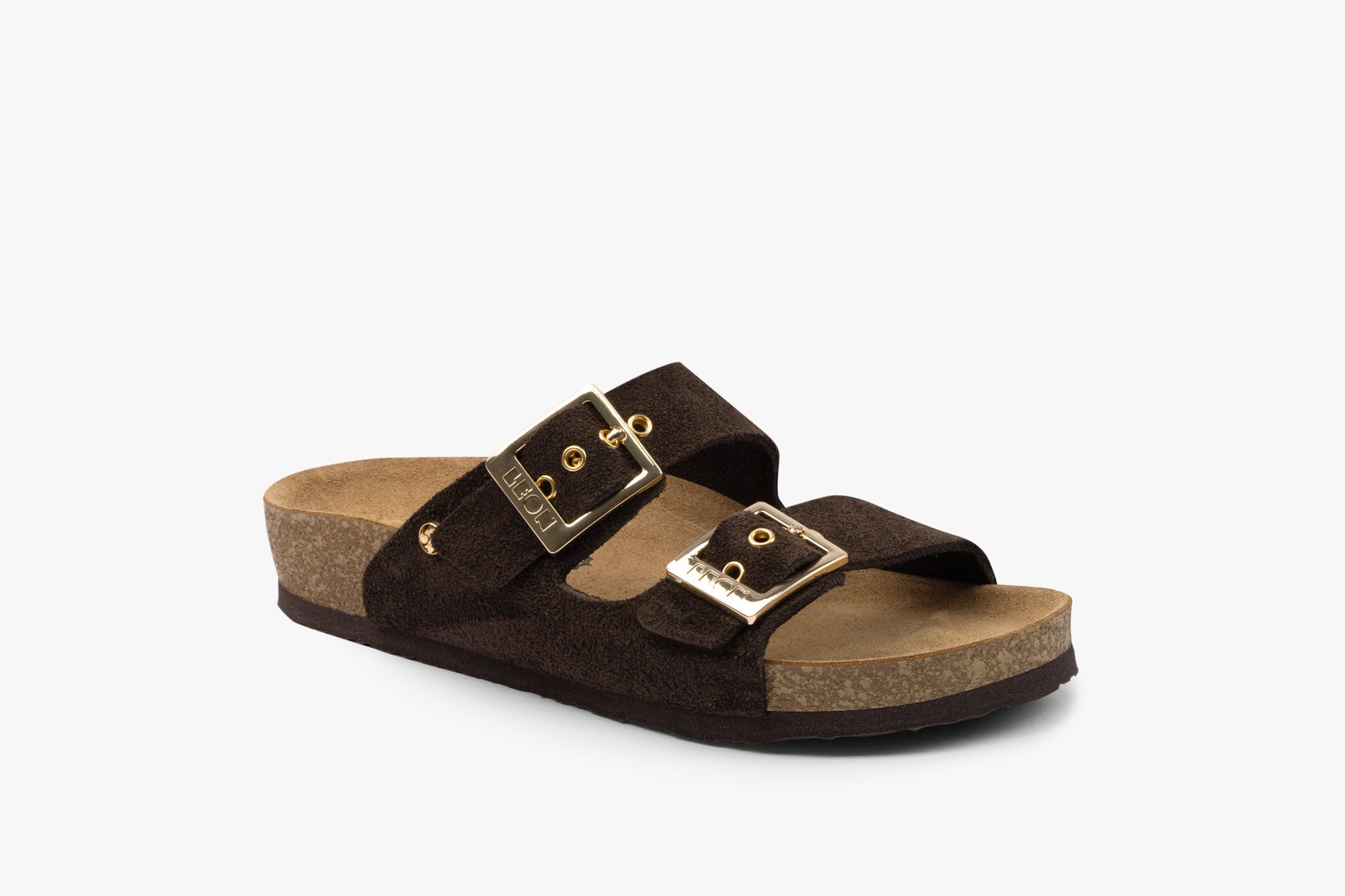 Orbita dame sandal i ruskind - mørk brun