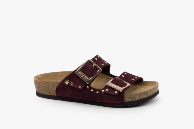 Edge dame sandal i ruskind - bordeaux