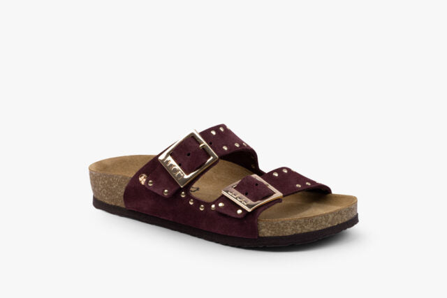 Edge dame sandal i ruskind - bordeaux