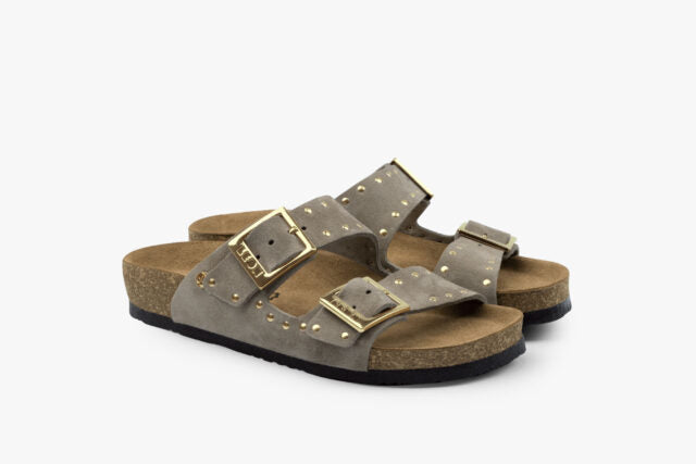 Edge dame sandal i ruskind - grå