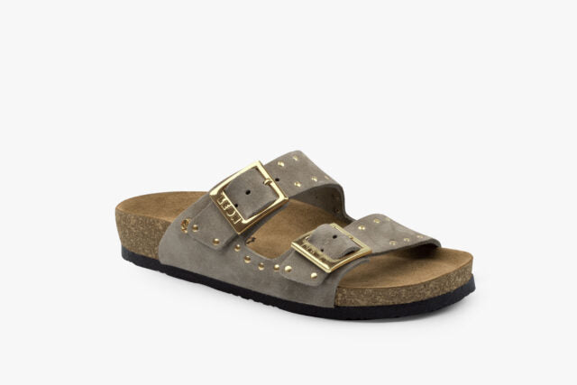 Edge dame sandal i ruskind - grå