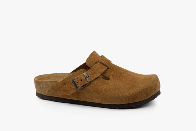 Atlas dame clogs i ruskind - cognac