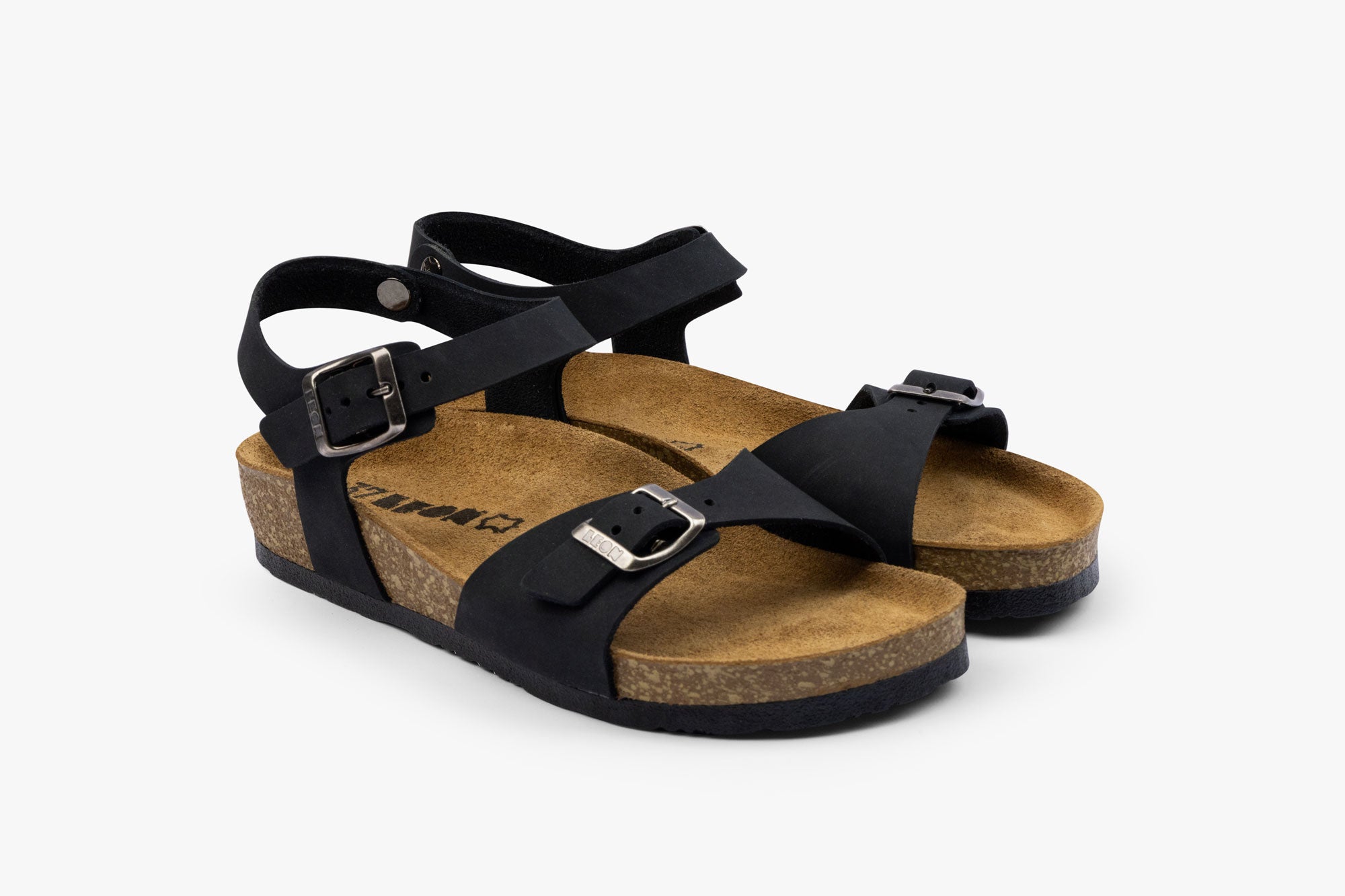 Root dame læder sandal - sort