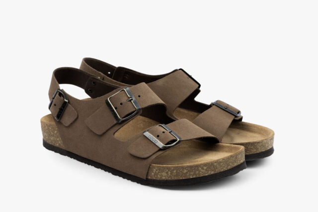 Harbor herre læder sandal med hælrem - brun