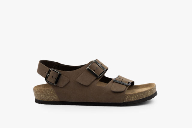 Harbor herre læder sandal med hælrem - brun