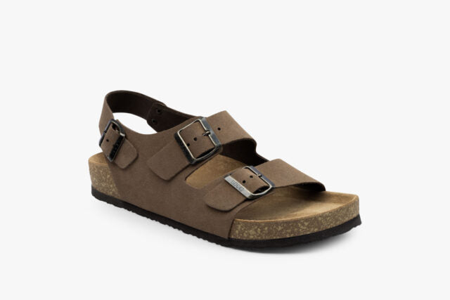 Harbor herre læder sandal med hælrem - brun