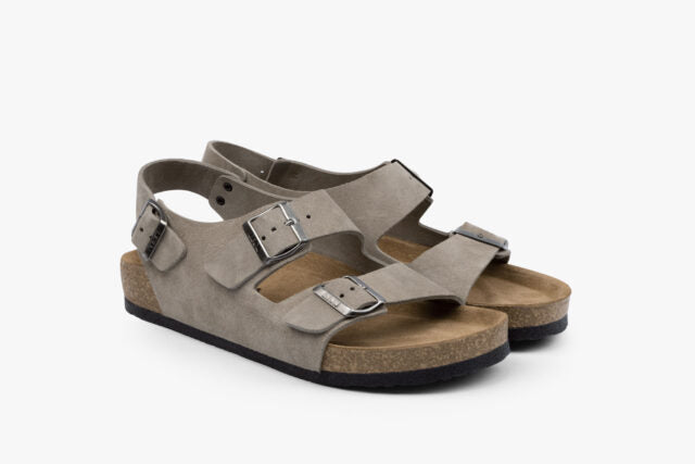 Harbor herre læder sandal med hælrem - grå