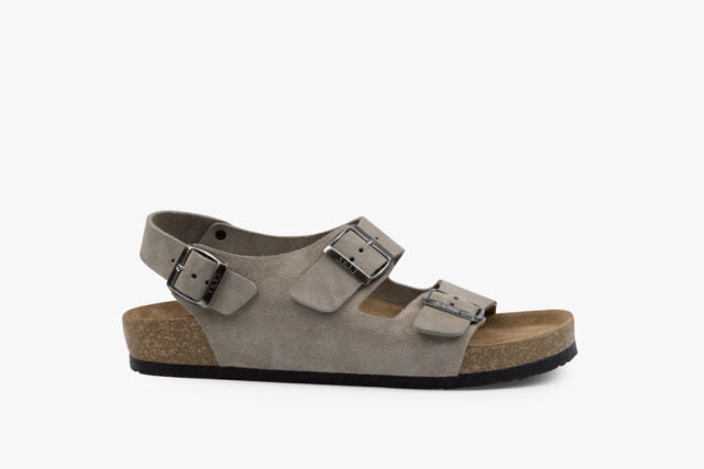 Harbor herre læder sandal med hælrem - grå