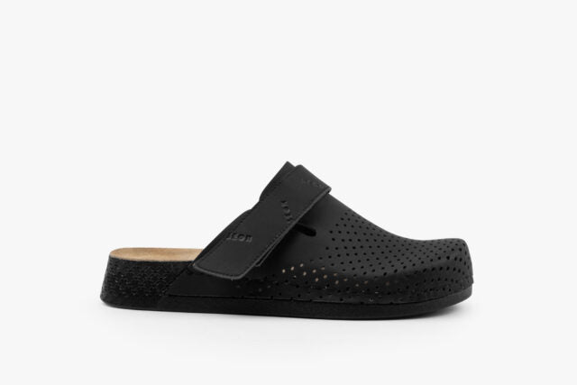 Flow dame læder clogs - sort