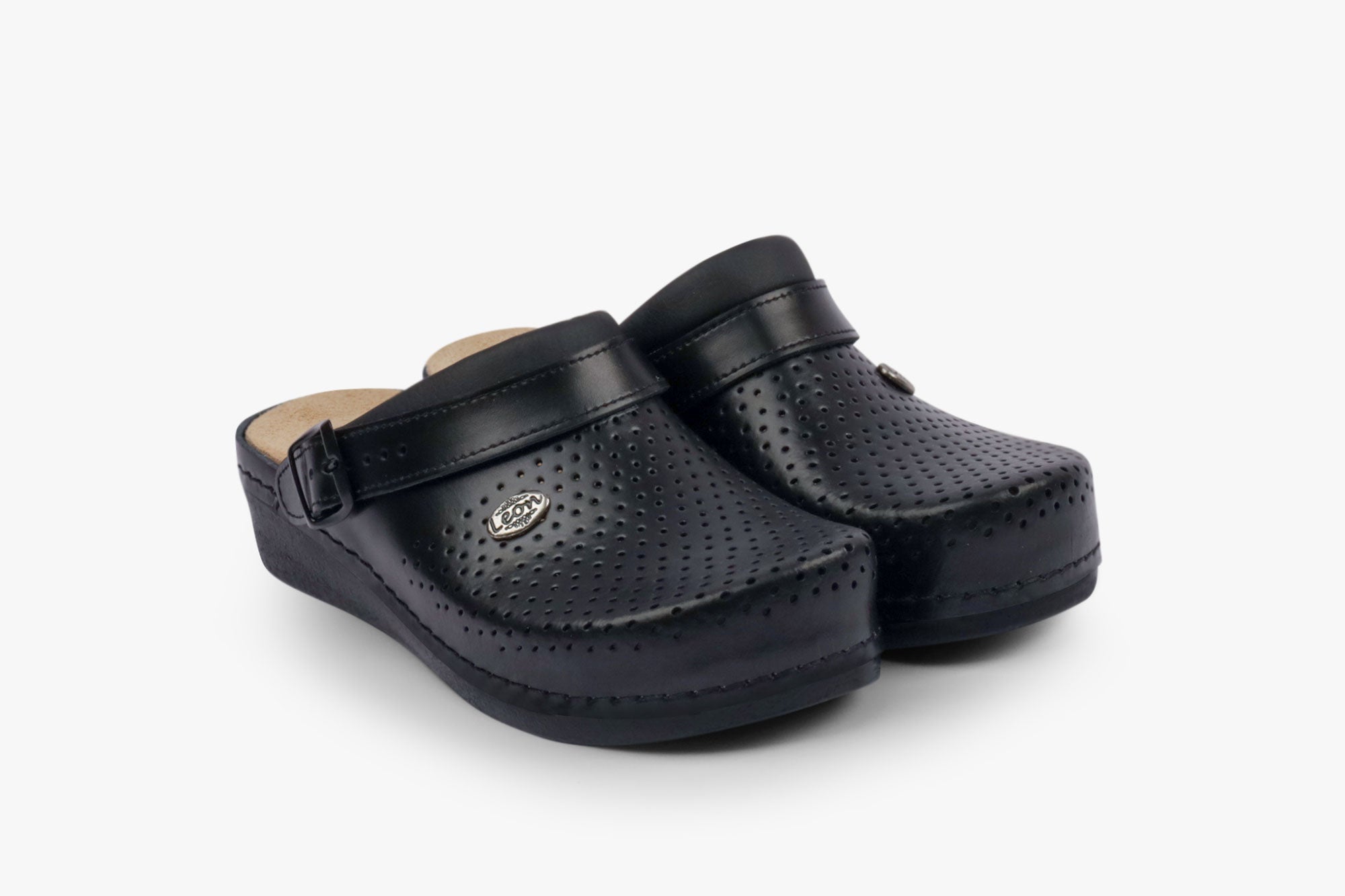 Dame Læder Clogs - Sort