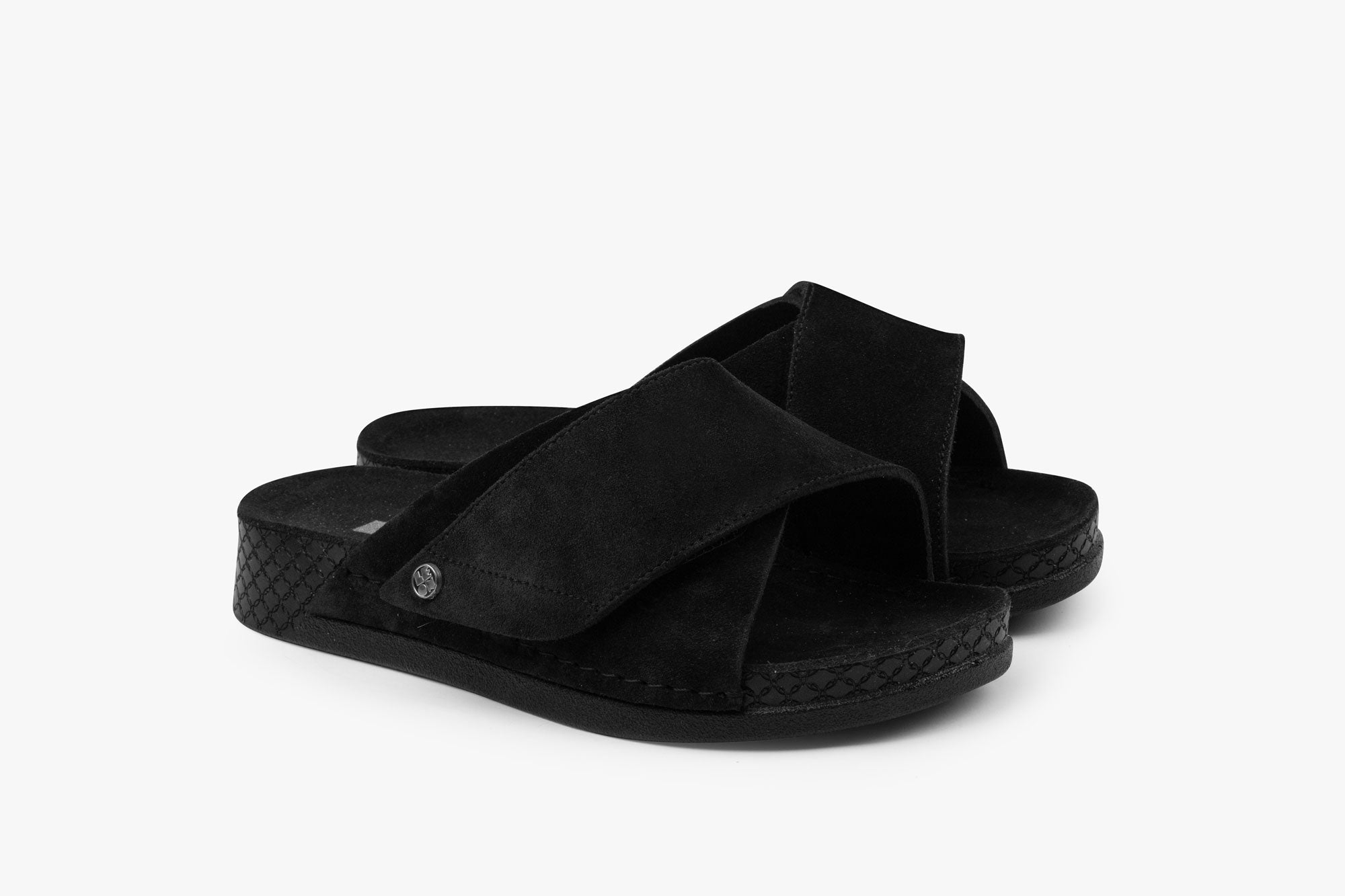 Line dame sandal i ruskind - sort