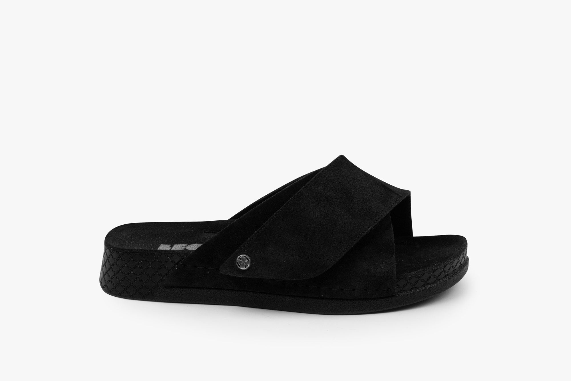 Line dame sandal i ruskind - sort