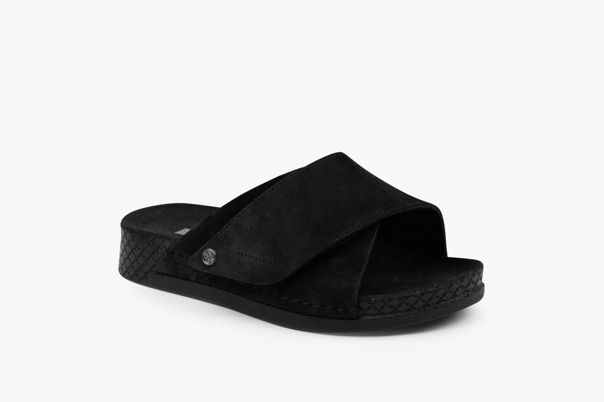 Line dame sandal i ruskind - sort