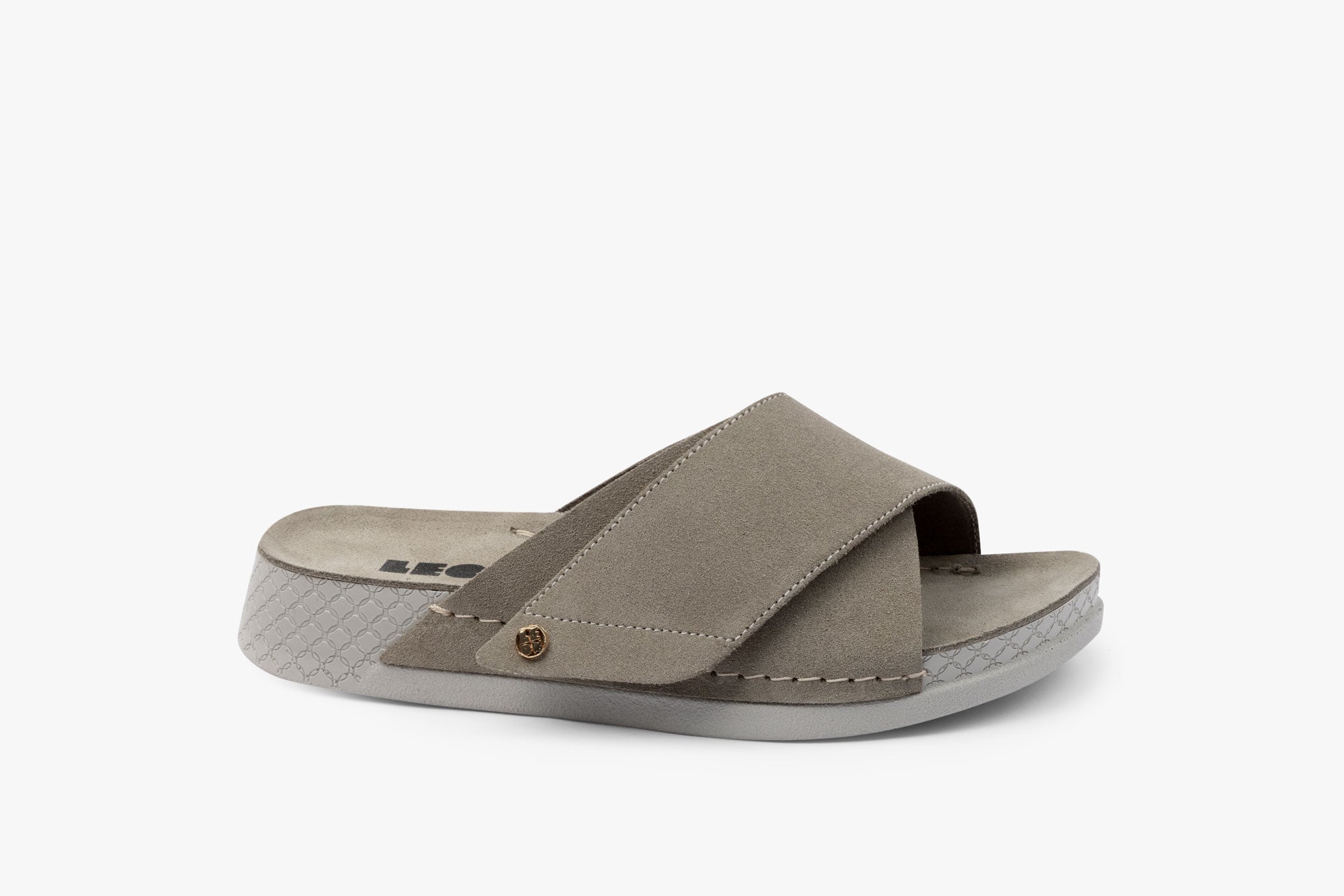 Line dame sandal i ruskind - grå