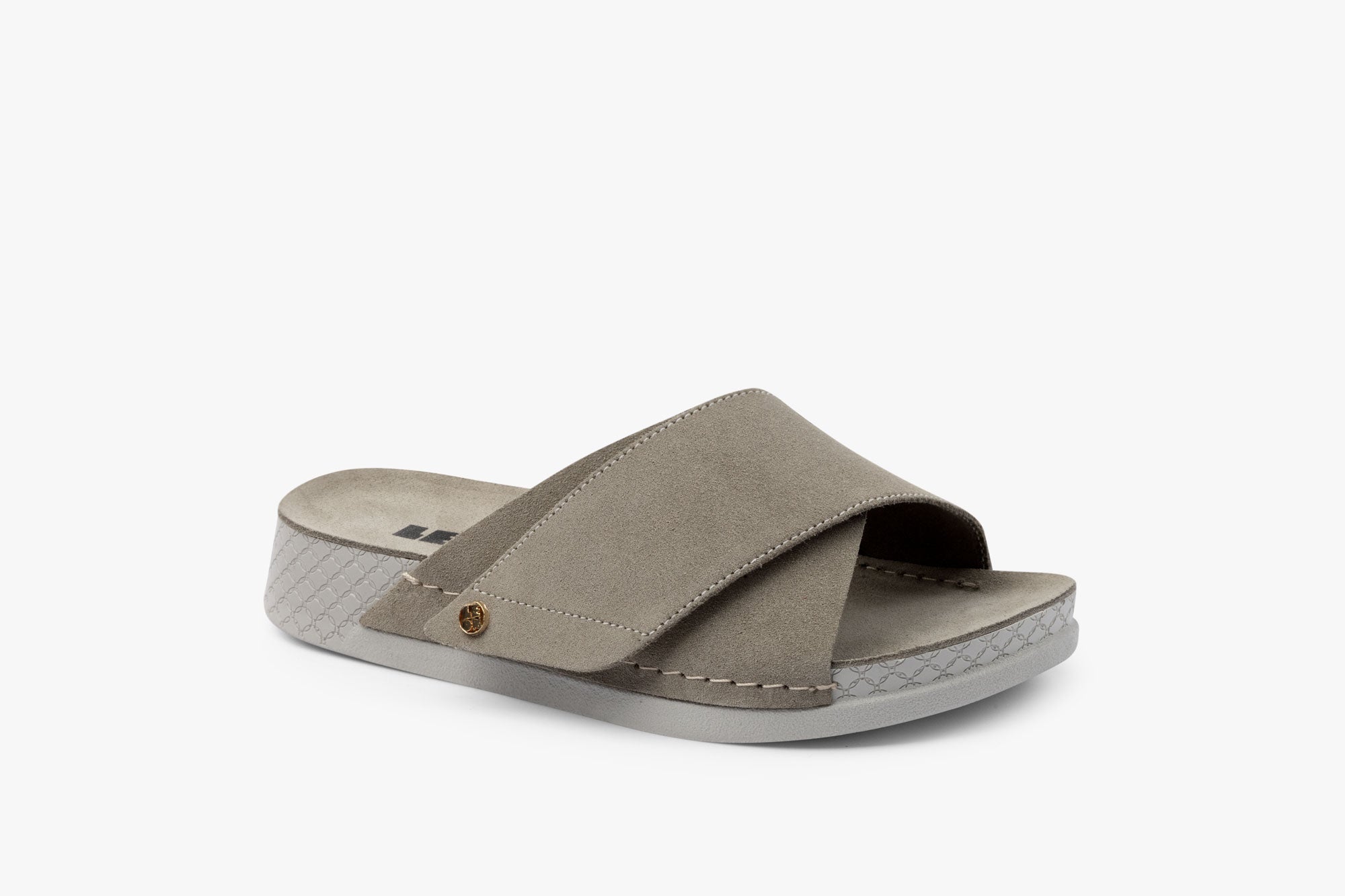 Line dame sandal i ruskind - grå