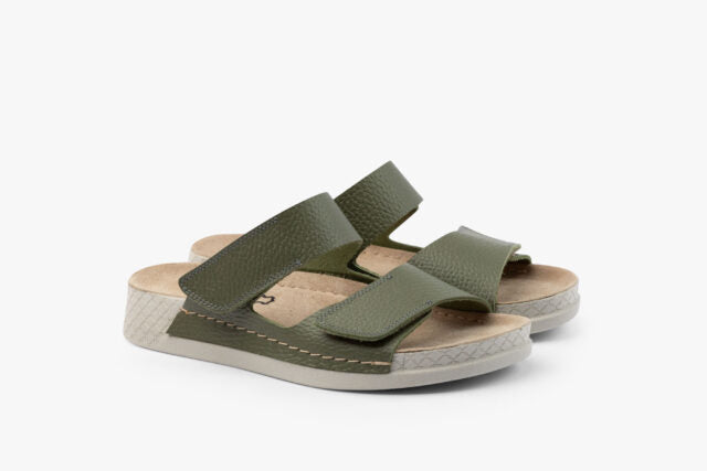 Motio dame læder sandal - olivengrøn