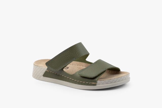 Motio dame læder sandal - olivengrøn