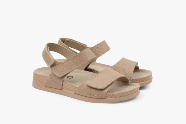 Moveo dame læder sandal med hælrem - beige