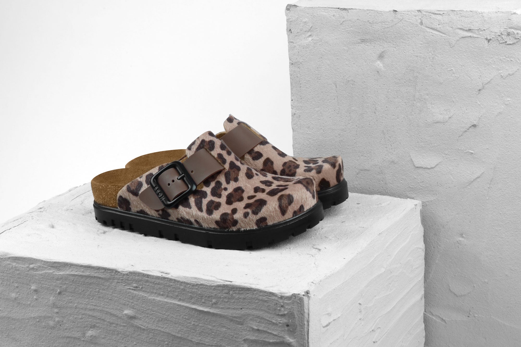 Zoe dame clogs med pels - brun leopard