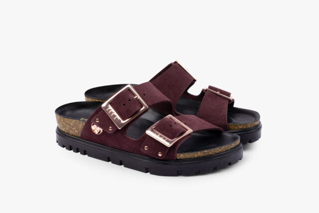 Nyssa dame sandal i ruskind - bordeaux