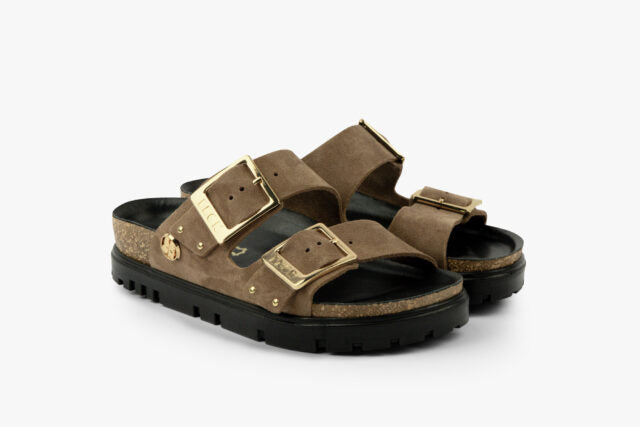 Nyssa dame læder sandal i ruskind - brun