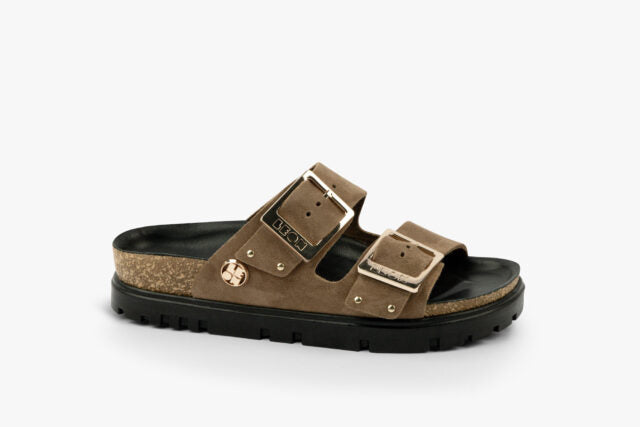 Nyssa dame læder sandal i ruskind - brun