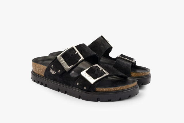 Nyssa dame sandal i ruskind - sort
