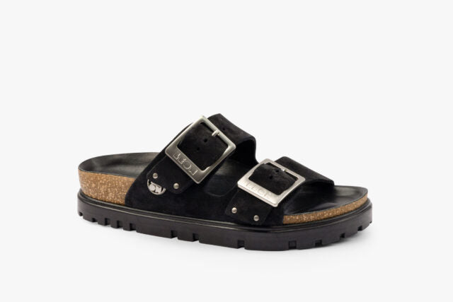 Nyssa dame sandal i ruskind - sort