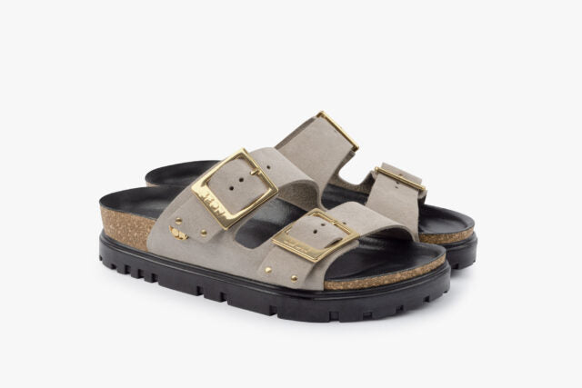 Nyssa dame sandal i ruskind - grå