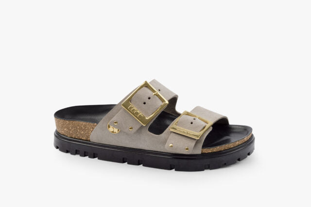Nyssa dame sandal i ruskind - grå
