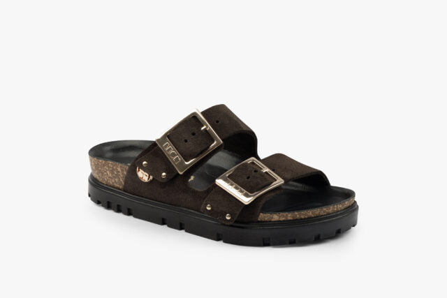 Nyssa dame sandal i ruskind - mørk brun