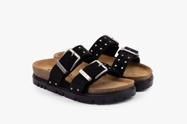 Anchor dame sandal i ruskind - sort