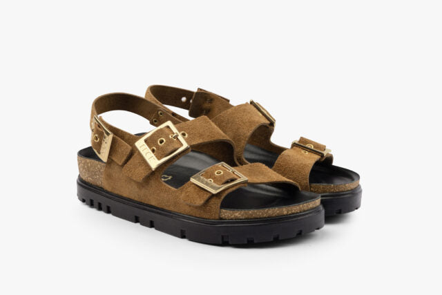 Nyx dame sandal i ruskind - cognac