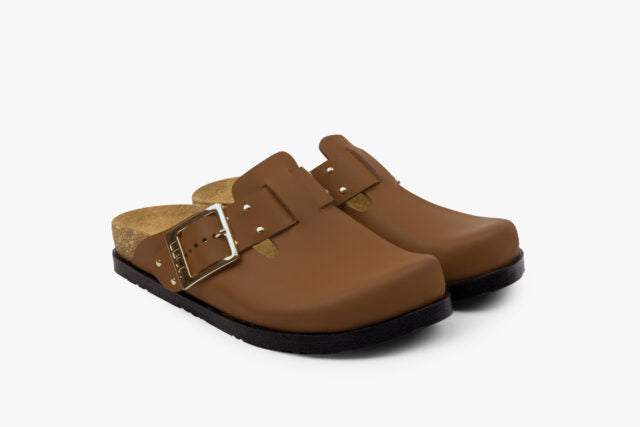 Forge dame læder clogs - brun
