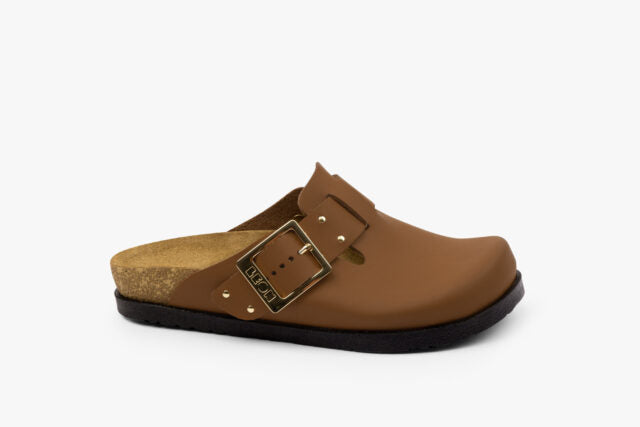 Forge dame læder clogs - brun
