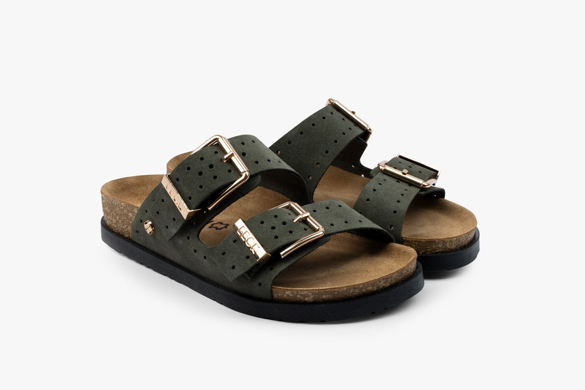 Halo dame læder sandal - mørkegrøn