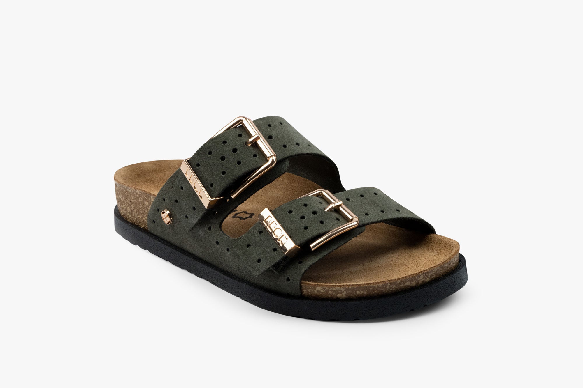 Halo dame læder sandal - mørkegrøn
