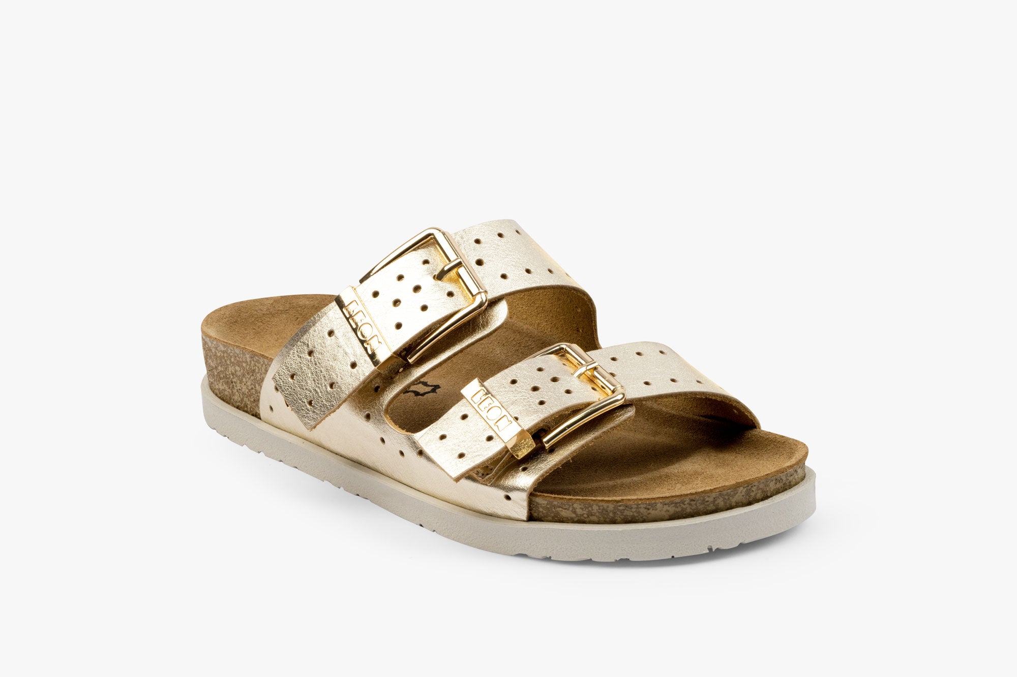 Halo dame læder sandal - guld