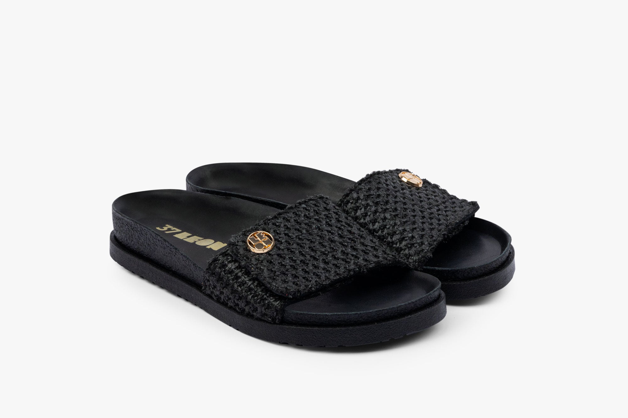 Avera dame sandal i læderflet - sort